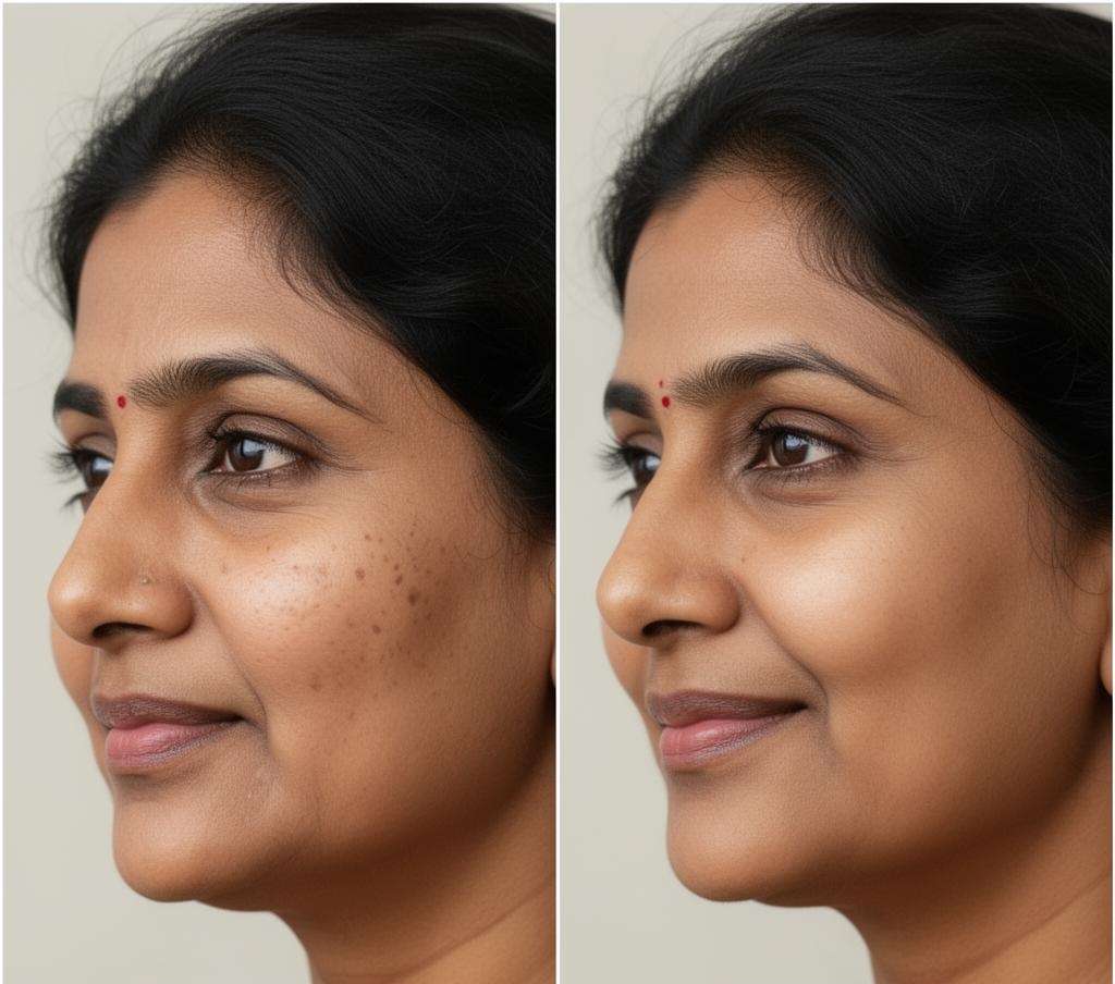 Before and after cheek lift and sagging skin improvement